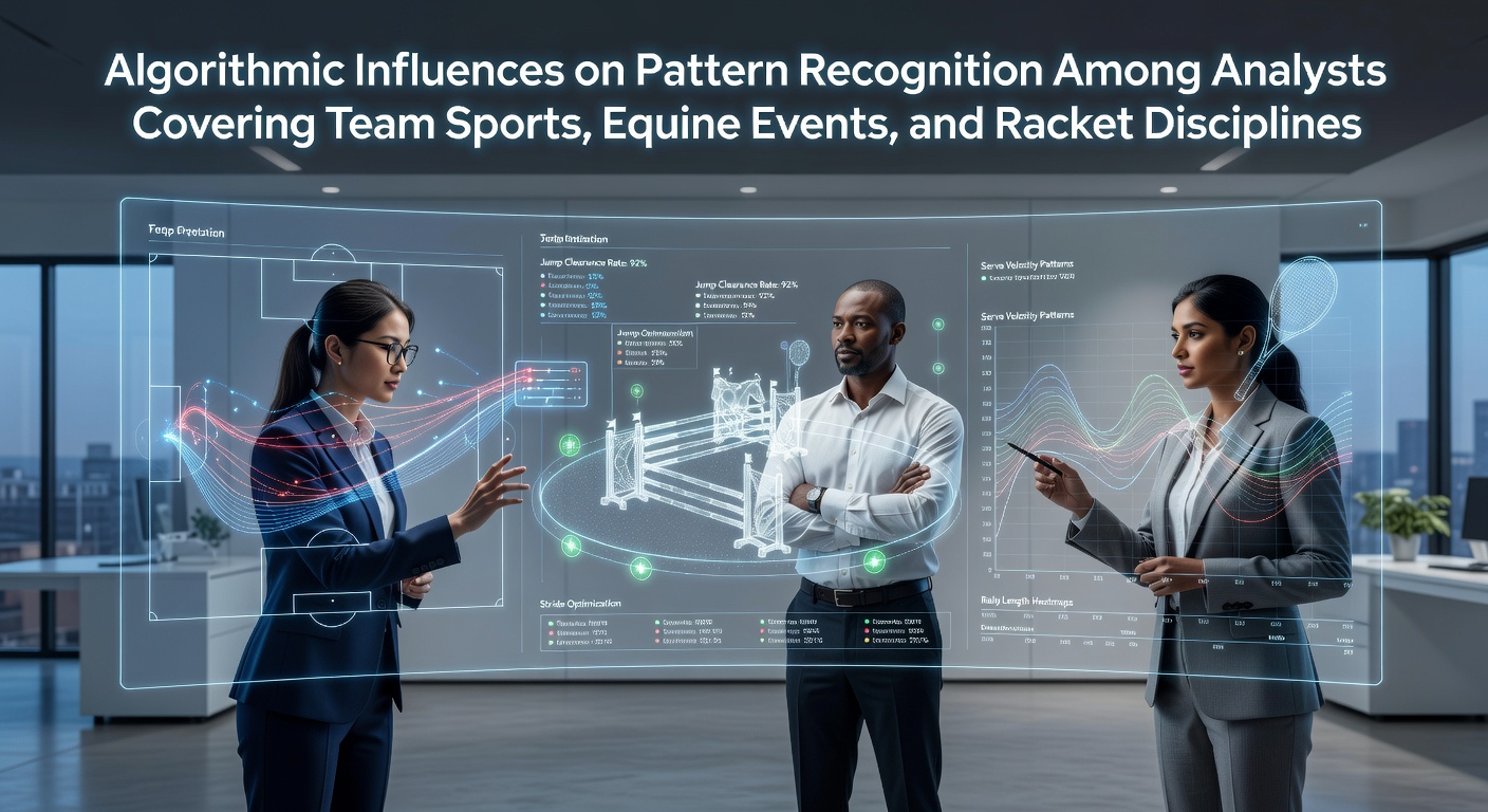 Analysts reviewing algorithmic pattern outputs on multiple screens for sports and racing data