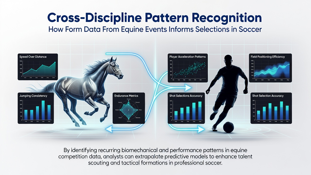 Detailed charts comparing horse racing form lines with soccer player workload data and tennis rally length statistics