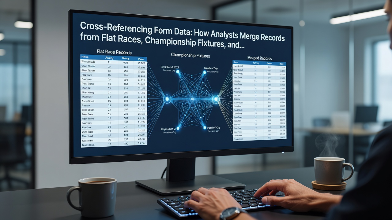 Sports analysts merging flat race timings with football fixture statistics and tennis masters performance logs