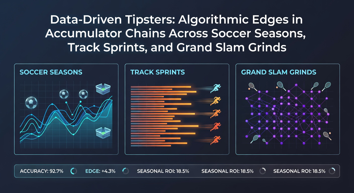 Visualization of algorithmic models predicting accumulator outcomes in soccer, horse racing sprints, and tennis Grand Slams