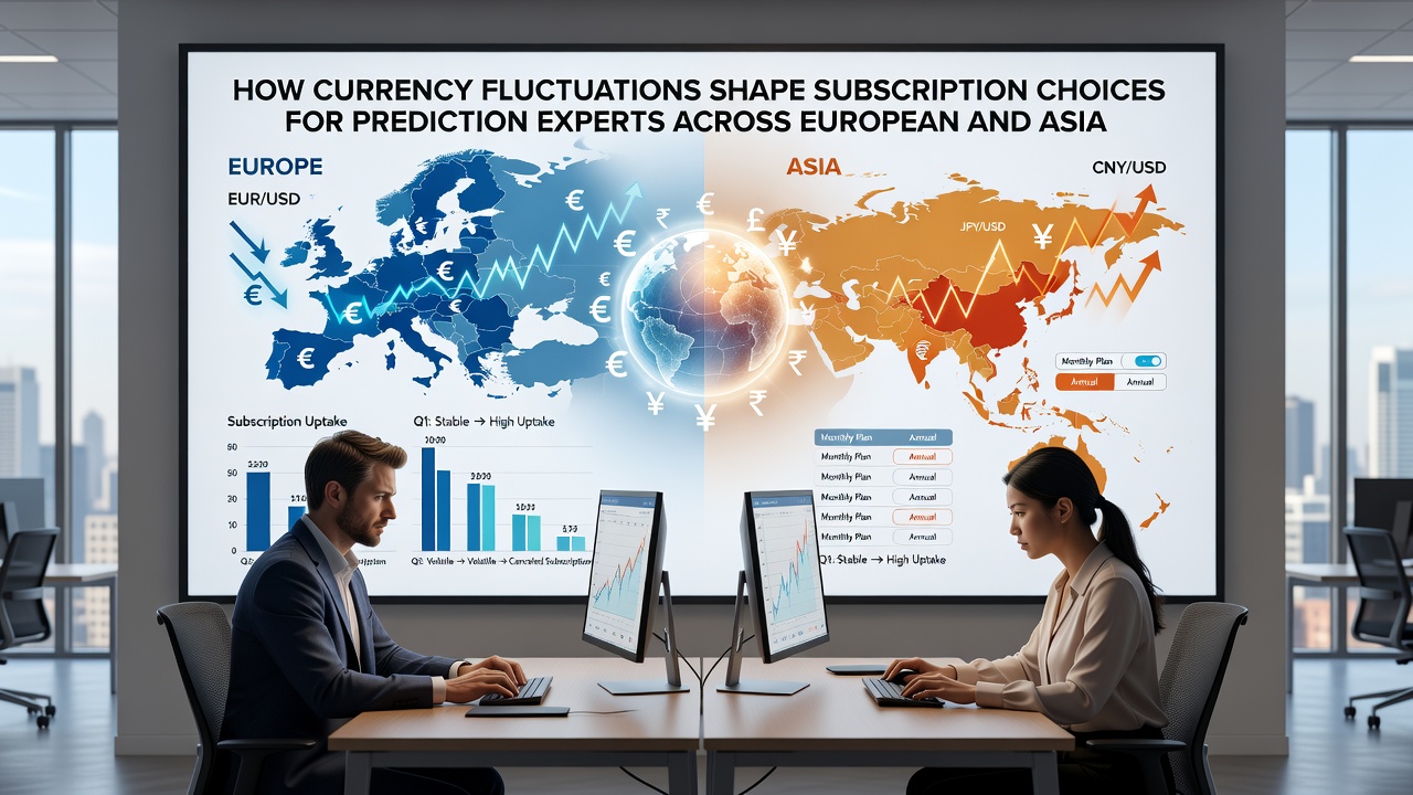 Asian and European analysts reviewing tablet screens with live exchange rates and sports analytics dashboards