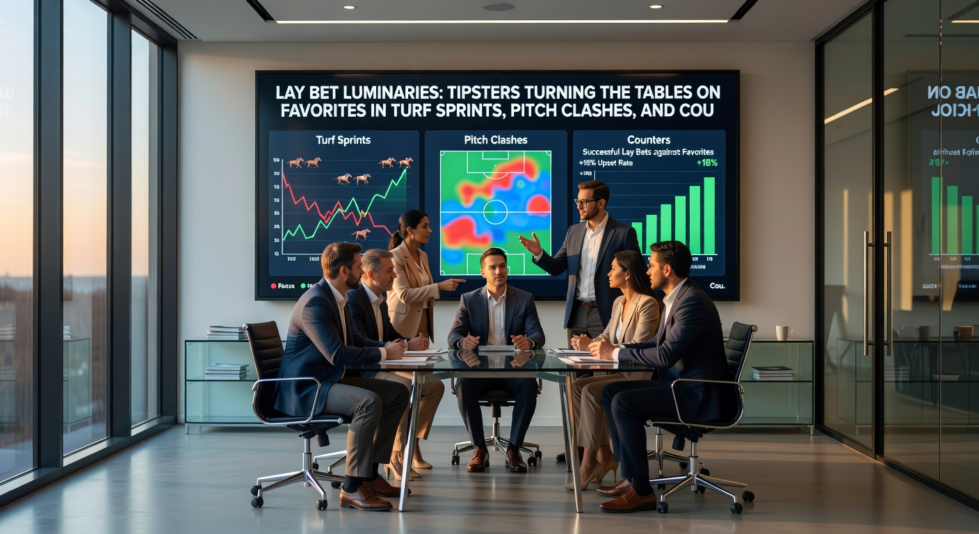 Football pitch scene with a tipster's lay bet overlay on an overconfident favorite team during a tense clash