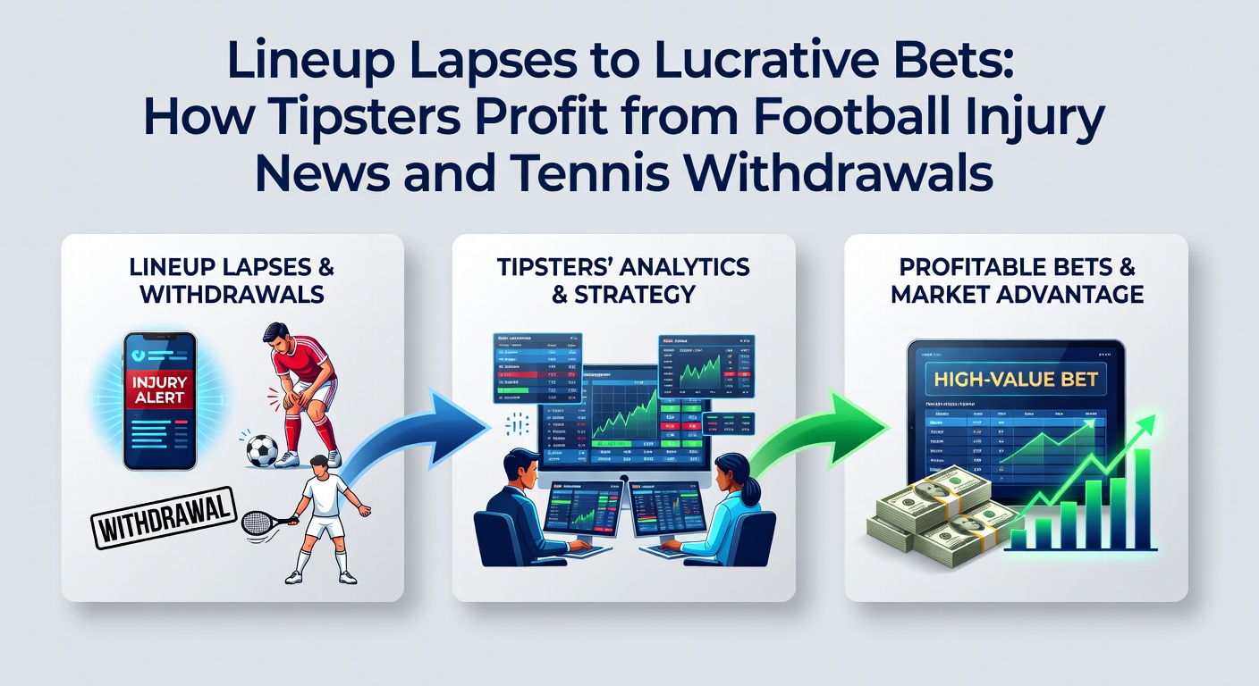 Tipster reviewing live football lineup updates on multiple screens, highlighting injury alerts and shifting odds