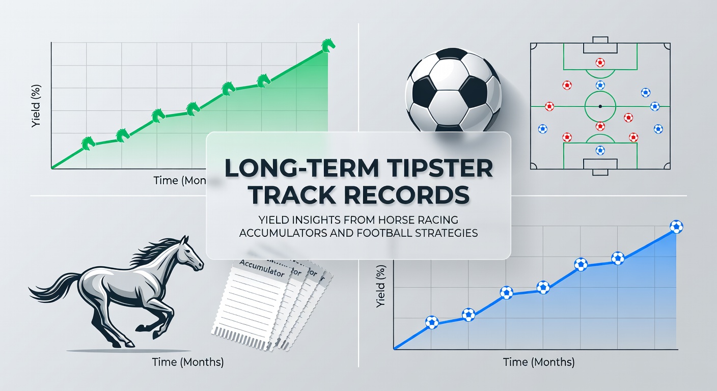Graph showing long-term yield trends for horse racing accumulator tipsters over multiple seasons, highlighting peaks and troughs in performance data