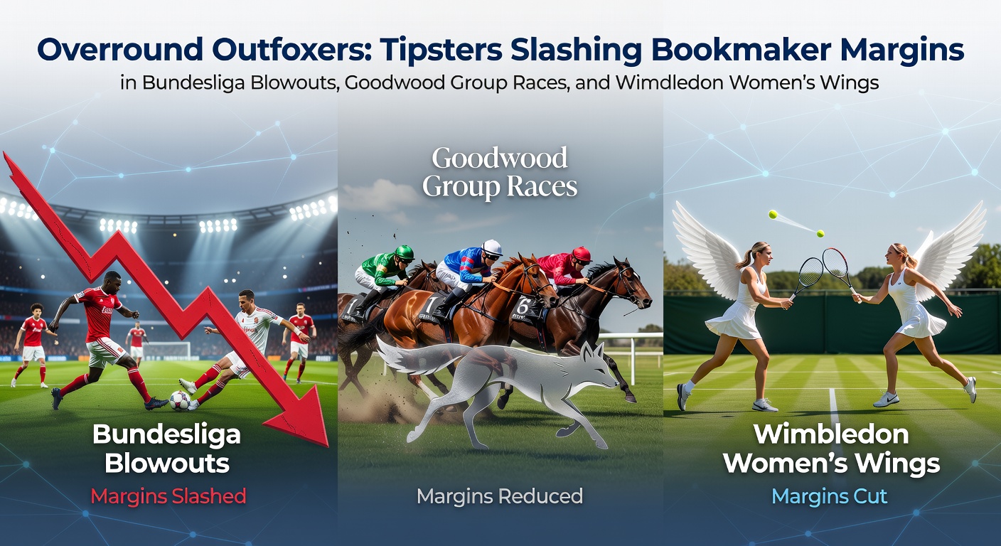 Tipster charts comparing bookmaker overrounds against modeled true odds in a Bundesliga match, highlighting value spots in high-scoring games