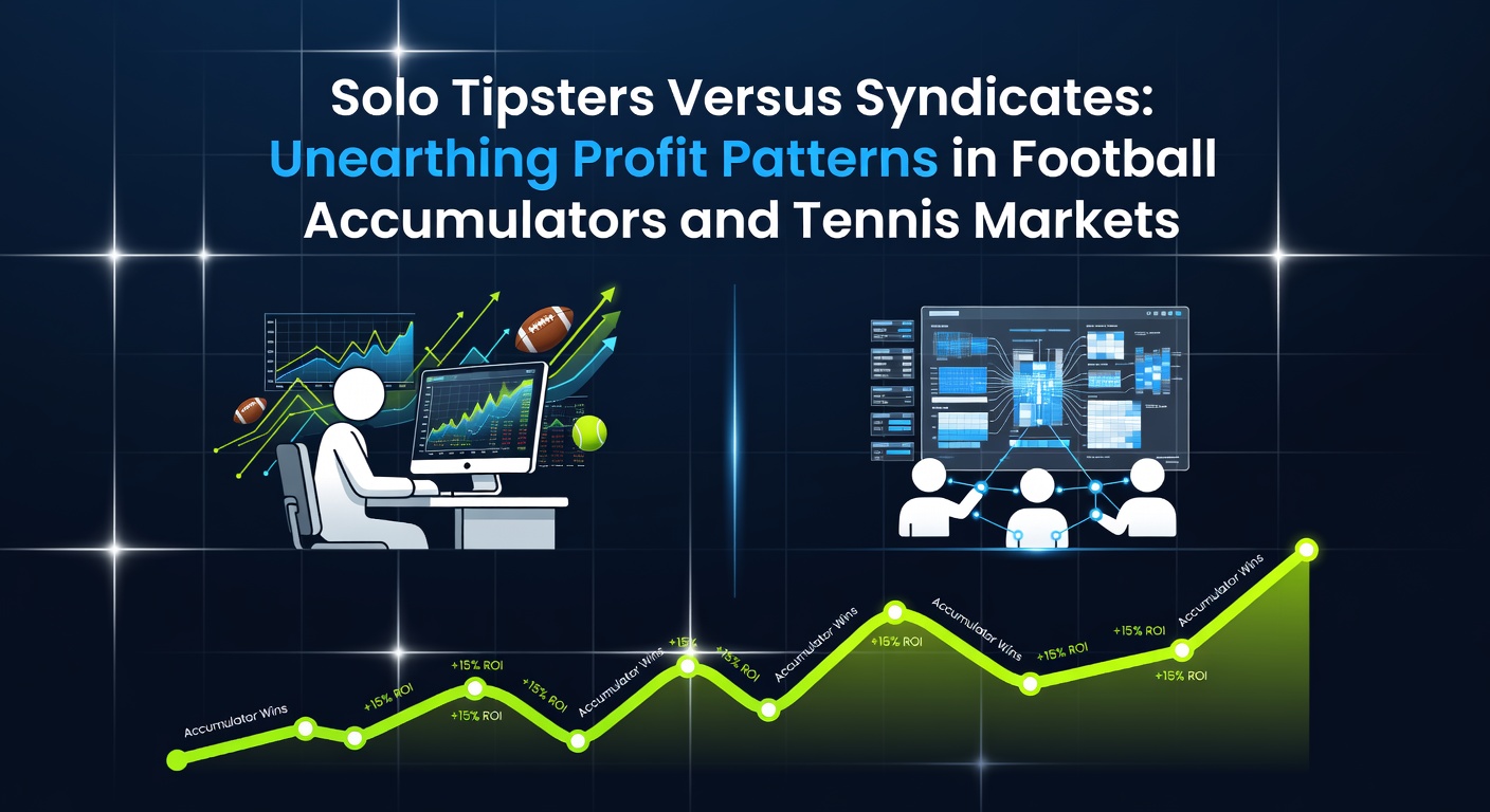Graph comparing profit yields of solo tipsters and syndicates in football accumulators over a 12-month period