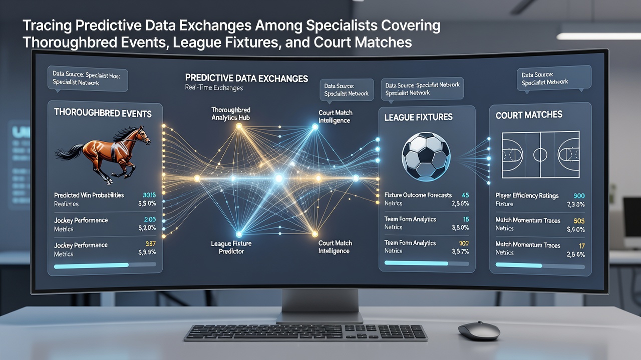 Specialists analyzing real-time data streams from horse racing tracks, football stadiums, and tennis courts during simultaneous events